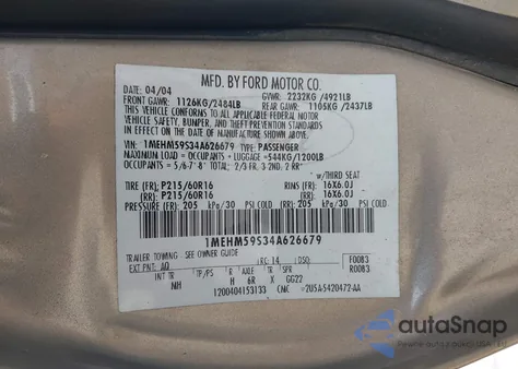 2004 Mercury Sable Ls Premium z USA, uszkodzony, nr VIN 1MEHM59S34A626679